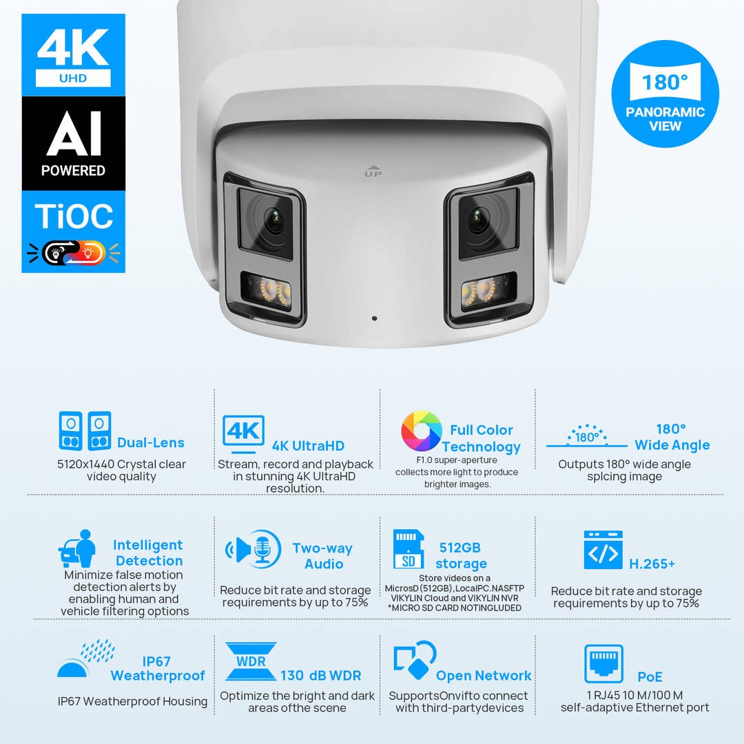 Panoeagle 4K/8MP Hikvision-Compatible IP Camera – ColorVu, Built-in Mic, POE, 2.8mm Lens