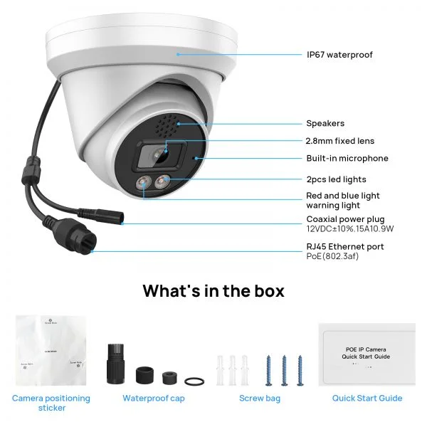 8MP 4K Full Color POE Turret Camera with 2 Way Audio — изображение 5