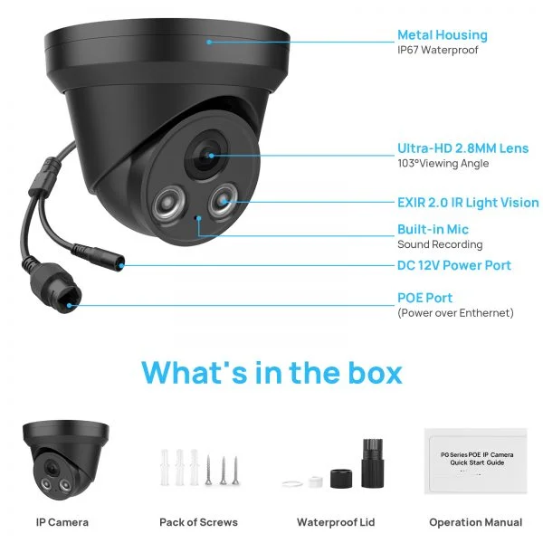 5MP Night Vision POE Camera with Build-in Mic – Image 7