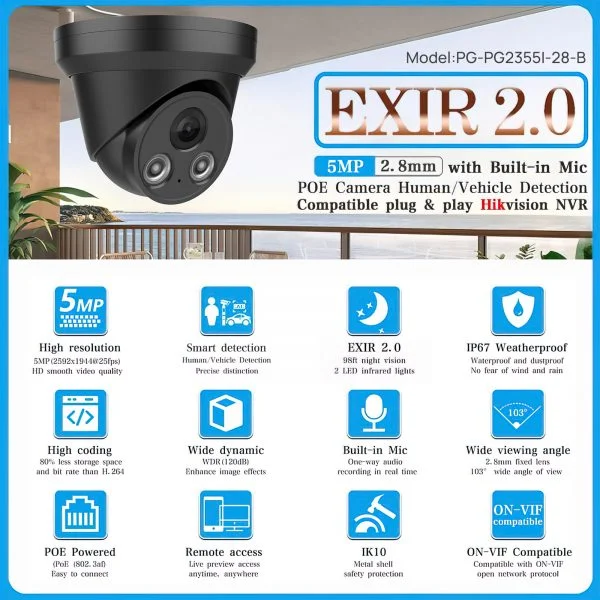 5MP Night Vision POE Camera with Build-in Mic – Image 2