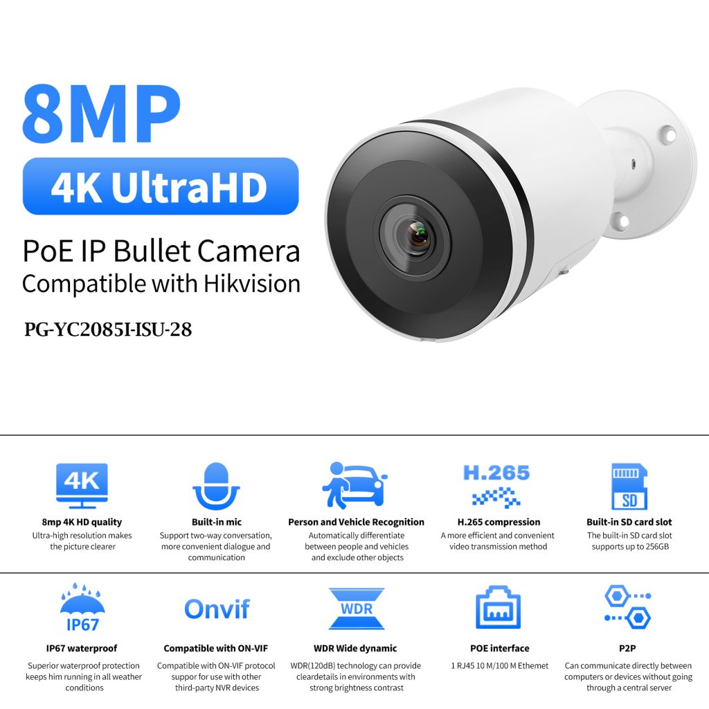 4K Outdoor Bullet Camera | HD PoE Surveillance | VIKYLIN